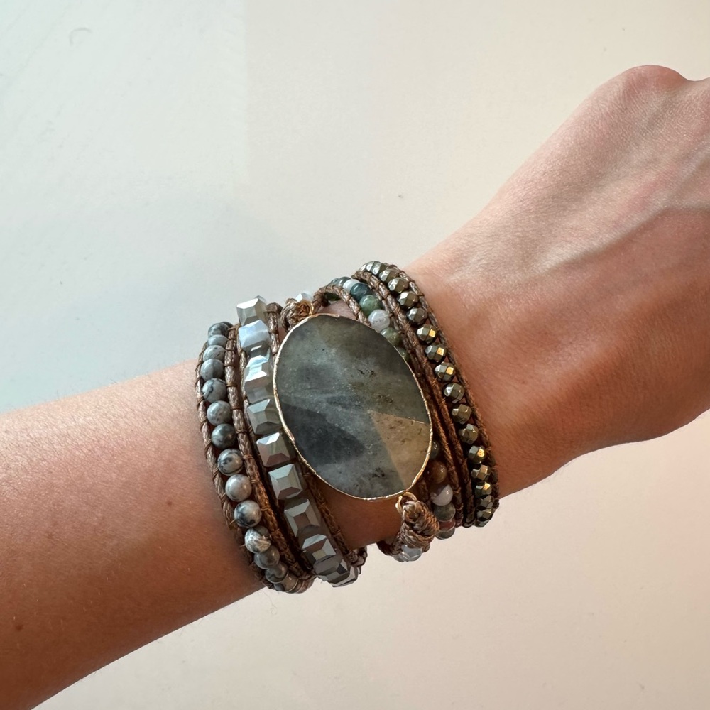 Bohemian Layered Bracelet Set with Gemstone